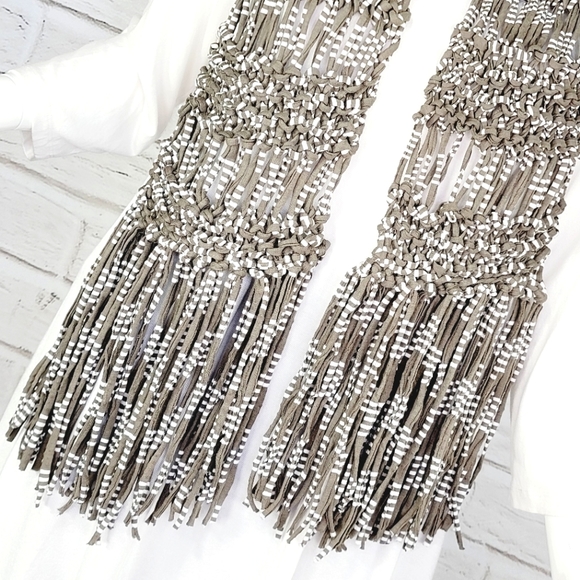 Statement One-of-a-kind Handcrafted Fringe Jersey Knit Scarf! NWOT! - Picture 2 of 12